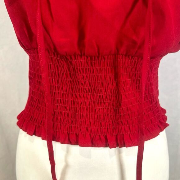 Red ruffle trim smocked top size medium - Picture 6 of 9